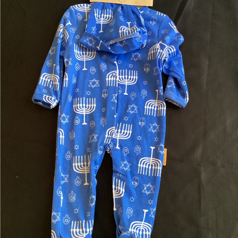 Blue Hanukkah Kids Footie Pajamas - Picture 4 of 15